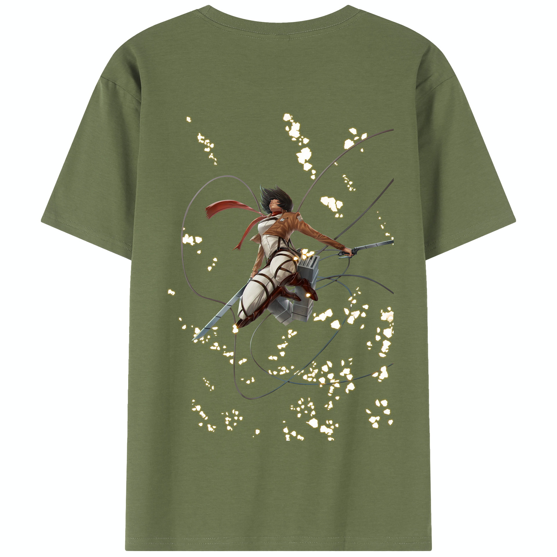 （画像用） 進撃の巨人 ミカサ·アッカーマン Attack on Titan Mikasa Ackerman 綿100％半袖Tシャツ（背面プリント）